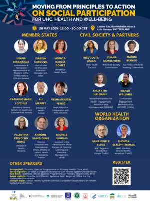 Flyer with event name and list of speakers