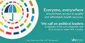 Graphic with text calling on leaders to invest in UHC