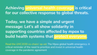 L'urgence sanitaire mondiale Mpox : Un rappel critique de la nécessité d'accorder la priorité et d'investir dans la couverture santé universelle dans le cadre de l'accord sur la pandémie. 